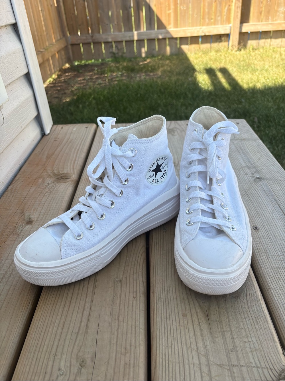 Converse White High Top Platform Sneakers